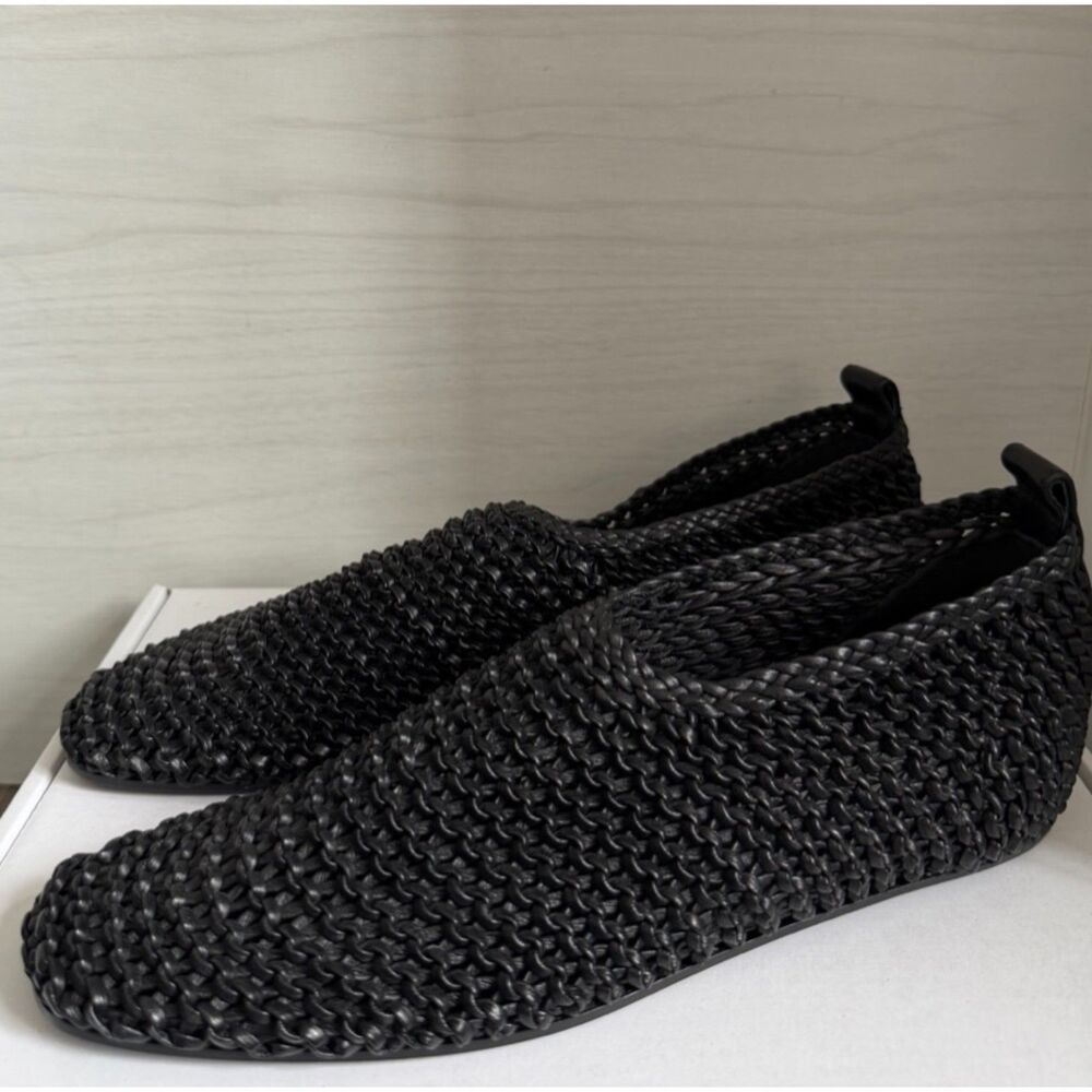 Toteme Black Woven Leather Flats